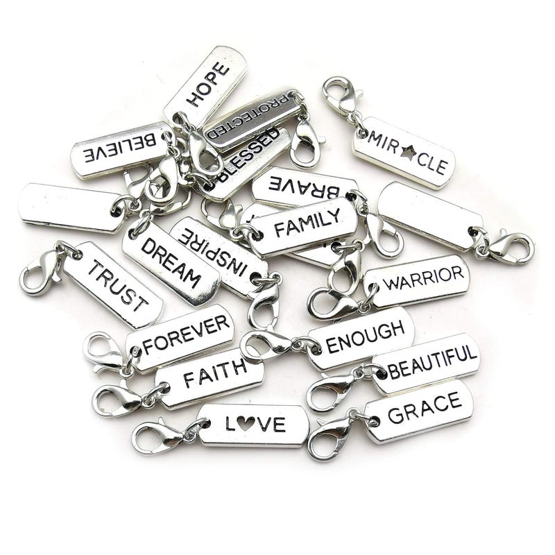 WOCRAFT 20pcs Craft Supplies Handmade Inspiration Words Dangle Charms Pendant with Lobster Clasp for Jewelry Making Accessory Fit Floating Locket Charms Necklaces (M338) - Image 1